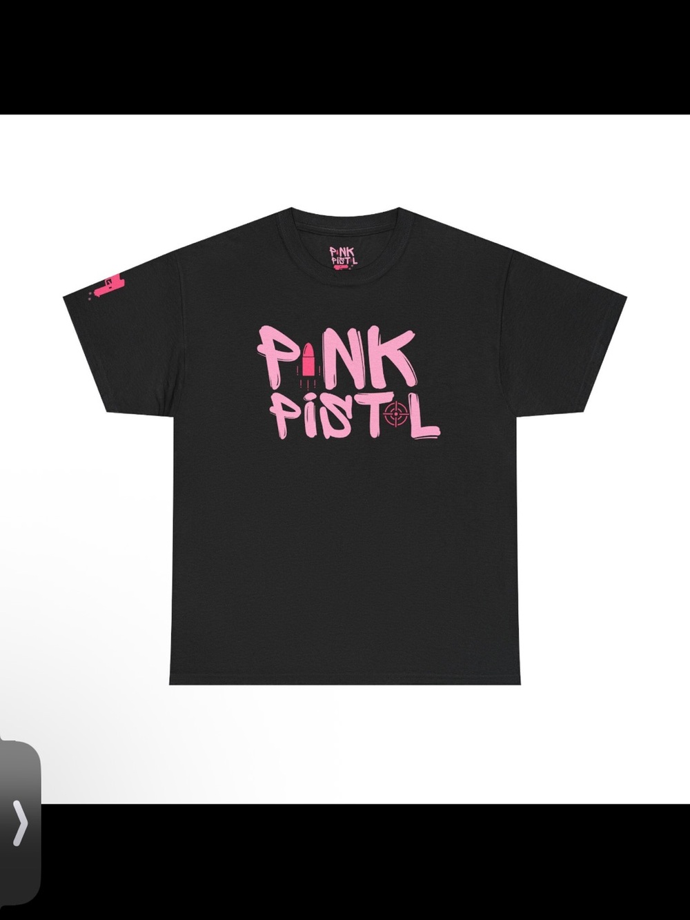 Womens Pink Pistol Black Tee with Pink Logo